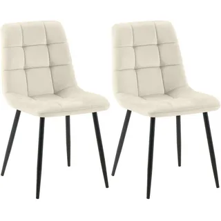 CLP 2er Set Esszimmerstuhl Tilde creme Textil, cm, Esszimmer, Stühle, Esszimmerstühle, Vierfußstühle