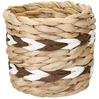 KitchenCraft Topf für Wasserhyazinthen, Pflanzenkübel für Hauspflanzen, natürlicher gewebter Pflanzentopf mit Streifendesign, 11.5 x 11.5 x 11cm