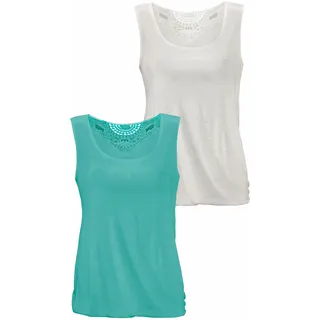 Beachtime Trägertop »mit Spitzeneinsatz am Rücken«, aus weicher Viskose-Slub-Qualität, grün