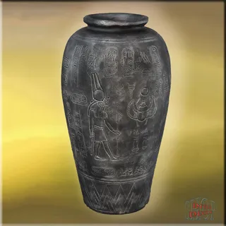 Vase Bodenvase Amphore Antike Blumenvase Ägyptische Pflanzenvase Kunstharz - 76 - Antik Silber - 36 cm X 63,5 cm