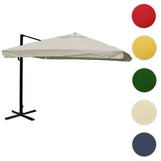 Gastronomie-Ampelschirm HWC-A96, 3x4m (Ø5m) Polyester Alu/Stahl 26kg ~ Flap, creme-grau ohne Ständer