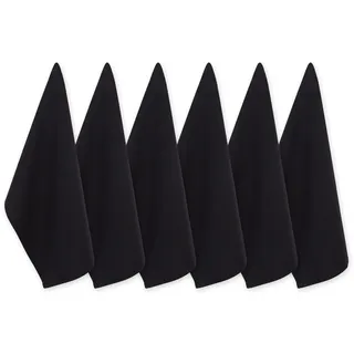 DII Basic Solid Geschirrtuch-Kollektion Flachgewebte Baumwolle, Schwarz, Small Set, 18x28, 6