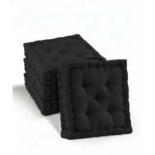 Beautissu Rückenkissen 40 x 40 x 8 cm schwarz 4-tlg.