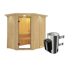 KARIBU Sauna »Wenden«, inkl. 3.6 kW Saunaofen mit integrierter Steuerung, für 3 Personen - beige
