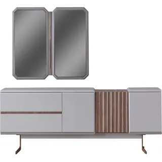 Exklusive Esszimmer Sideboard mit 2x Spiegel Kommode 210 cm Holz 3tlg