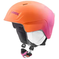 uvex Unisex Kinder Manic pro Skihelm, pink-orange met mat, 46-50 cm