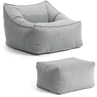 mokebo Sitzsack Sessel mit Hocker aus Cord Der Lümmel XXL Sitzsack, Cord Sessel oder Sitz Sessel in Anthrazit