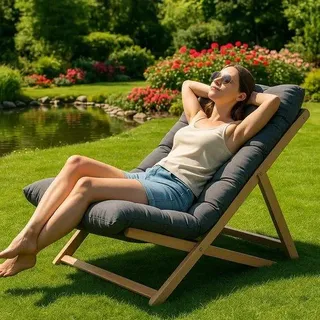 Ergonomische, verstellbare Außenliege aus hochwertigem Kunststoff - Naturbelassen