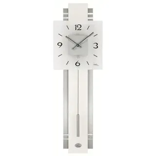 AMS Quarz-Pendeluhr, Quarzpendelwerk, 22x68x7cm, 7302 - Silber
