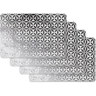 Vénilia Tischset Avio - Schwarz-Weiß Kreise - 4er Set, 45 cm x 30 cm - Platzsets abwaschbar, Tischschutz, Platzdeckchen, schmutz- und wasserabweisend, lebensmittelecht