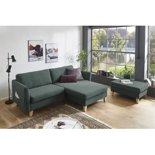 Atlantic Home Collection Ecksofa »Mailo L-Form« mit Seitentaschen, Recamiere beidseitig montierbar, Massivholzfüße,