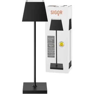 SIGOR Nuindie 1.0 eckig LED Akku-Tischleuchte, nachtschwarz | Dimmbar • Indoor & Outdoor • IP54 • 37 cm • Easy Connect • 12 h Leuchtdauer
