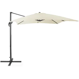 Beliani Ampelschirm helles beige/dunkelgrau 250/250/235 cm Monza , Beige, Schwarz , Textil , 250x250 cm , Sonnenschutz, Ampelschirme