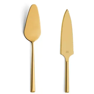 Beckmann & Rommerskirchen B&R 1107 Kuchenheber Set, 2-teilig, Edelstahl, Gold, Tortenheber Set, Kuchenmesser, Tortenmesser, Dessertbesteck, PVD Besteck