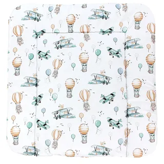 TupTam Baby Wickeltischauflage mit Baumwollbezug Gemustert, Farbe: Füchse im Flugzeug, Größe: 75 x 85 cm