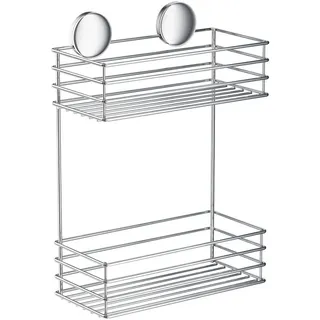 Duschkorb , Chromfarben , Metall , eckig , 25x27x12 cm , Badezimmer, Baden & Duschen, Duschregale & Duschablagen