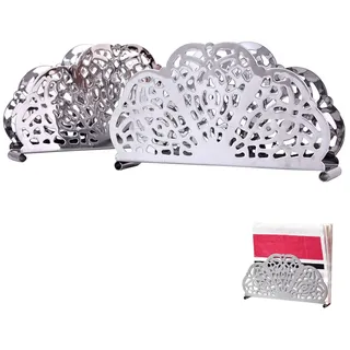 2 Stück Serviettenhalter aus Edelstahl, Tischserviettenhalter, Serviettenspender aus Edelstahl, Langlebig, für Küchenarbeitsplatten, Esstisch, Partydekoration (14 x 7,6 x 3,2 cm, Silber)