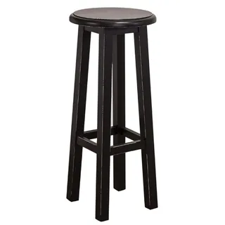 Casa Padrino Landhausstil Barstuhl Antik Stil Schwarz Ø 35 x H. 82 cm - Hochwertiger Barhocker im Landhaus Design