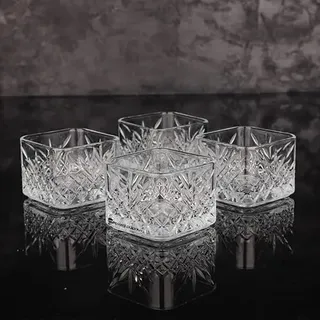 Premium Quadratische Glas Schalen 4er Set 235ml, Dessertschalen Glas 100% BLEI FREI Eisbecher, Glasschalen Deko, Dessertbecher Eis und für Obst Vorspeise Pudding Schalen, Glass Dessert Bowls