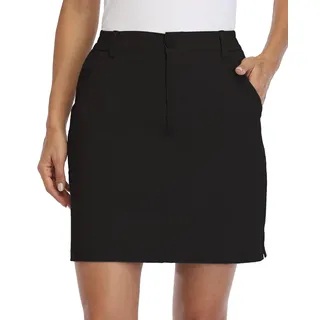 WILLIT Damen Skort Sportrock Golfrock Freizeit Rock Skort mit Hose UPF 50+ Schnelltrockner Outdoor Wandern mit Taschen Schwarz XL