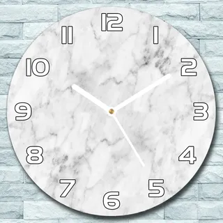 Wanduhr aus Glas Rund fi 30 Marmor Abstraktion Quarz Deko Wohnzimmer Büro - Grau