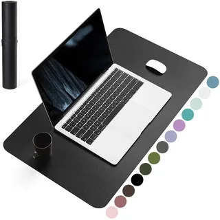 YSAGi Schreibtischunterlage, Mauspad mit Leder und Rutchfeste Wildleder, Multifunktionales Office Mousepad Laptop Schreibunterlage, Tisch-Schutz Unterlage für Büro/Home-Office (Schwarz, 60x35cm)