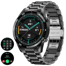 LIGE Smartwatch Herren Bluetooth Rufannahme/Anrufe Fitness Tracker mit Herzfrequenzmessung,IP67 wasserdichte Schrittzähler Männer Smartwatch für iOS & Android,Schwarz