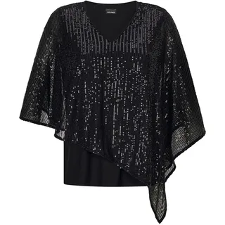 Kurzarmshirt GOLDNER "Kurzgröße Elegantes, semitransparentes Oberteil", Damen, Gr. 23, schwarz, Obermaterial: 90% Polyamid PA. 10% Elasthan EL., V-Ausschnitt, Shirts Kurzarmshirt, Pailletten