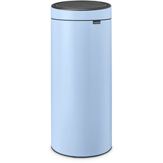 Brabantia - Touch Bin 30L - Großer Mülleimer für die Küche - Soft-Touch-Öffnung - Entnehmbarer Inneneimer - Rutschfest - Einfaches Recycling - Inklusive Müllbeutel - Dreamy Blue - 30 x 32 x 72 cm