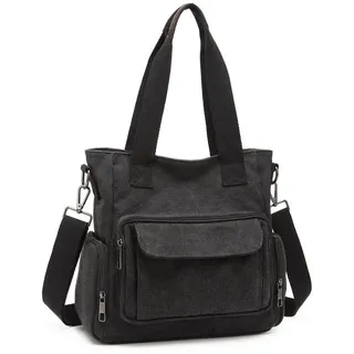 KONO Canvas Shopper Damen, Leichte 3-in-1 Schultertasche mit großem Fassungsvermögen, Für Arbeit, Einkaufen und Reisen