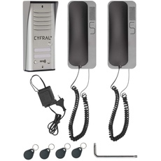 Cyfral Türsprechanlage Gegensprechanlage Cosmo R 2 mit 2-Draht-Anschluss, RFID Leser integriert, Set für zwei Familie