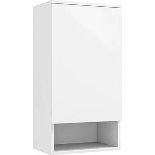 Homcom Hängeschrank Weiß Holz, 27x77x40 cm Badezimmer, Badezimmerschränke, Hängeschränke