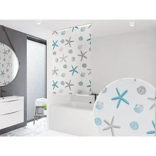 KS Basic DUSCHROLLO 140x240 cm DUSCHVORHANG Modell Oceanic Weiss BLAU BRAUN! Shower Rollo Curtain!