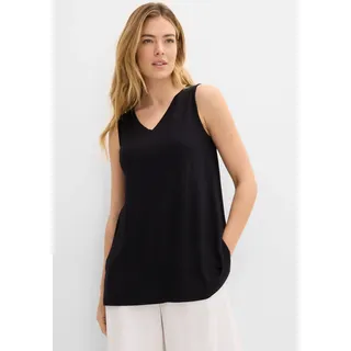 Longtop BONPRIX, Damen, Gr. 56/58 (XXXL), schwarz, Jersey, Obermaterial: 95% Viskose, 5% Elasthan, unifarben, A-Linie ca. Mitte Oberschenkel, V-Ausschnitt, Tops Longtop, A-Linie, V-Ausschnitt, aus Viskose und Elasthan, Topseller