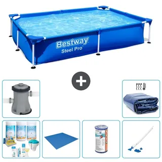 Bestway Steel Pro Rechteckig - 221x150x43 cm - 7-teilig S22221 - Blau