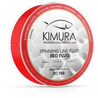 KIMURA Unisex – Erwachsene Spinning Line Angelschnur, Fluo Rot, 0.220