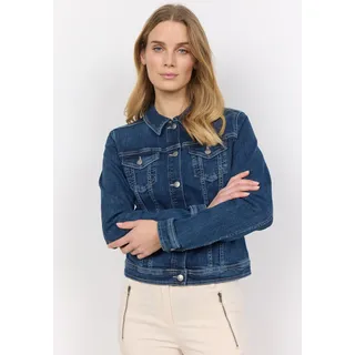 Jeansblazer SOYACONCEPT "SC-KIMBERLY 3", Damen, Gr. XXL, blau (2494 dunkelblau denim), Denim/Jeans, Obermaterial: 81% Baumwolle, 17% Polyester, 2% Elasthan, unifarben, tailliert taillenbedeckt, Blazer Jeansblazer, taillierte Form