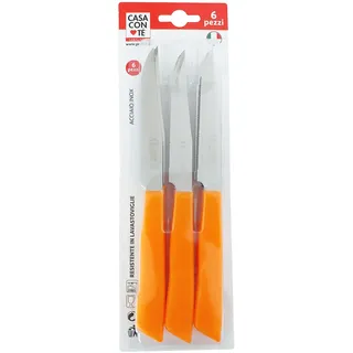 Pratesi Confezione 6 COLTELLI BIST.cm.11 ARANC. Linea Happy Color