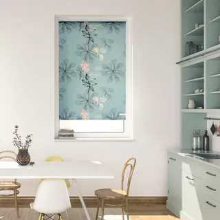 Lichtblick Rollo Klemmfix Aqua Floral 90 x 150 cm blau