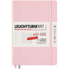 LEUCHTTURM1917 363649 Wochenkalender und Notizbuch 2022 Hardcover Medium (A5), 18 Monate, Puder, Deutsch