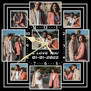 S&H&OU Benutzerdefinierte Wanduhr, Fotowanduhren für Wohnzimmerdekoration mit Foto, leise Wanduhr für Kinder, Personalisierte Fotowanduhr zum Aufhängen von Geburtstagsfotos(20cm)