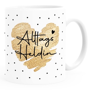 SpecialMe® Kaffee-Tasse Herz Danke Geschenk Lieblingsmensch Alltagsheld Berufe Spruch Schrift Alltagsheldin weiß Keramik-Tasse