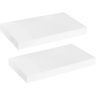 HOOBRO Wandregal, Schweberegal 2er-Set, stabile Wandboards, 40 x 20 x 3,8 cm Hängeregale, mit unsichtbaren Halterungen, für Bad, Schlafzimmer, Küche, Büro, Wohnzimmer, Weiß EWT40BJ01