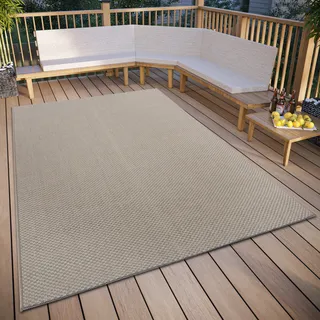 HANSE HOME »Pure«, rechteckig, 6 mm Höhe, strapazierfähig, pflegeleicht, robust, In- und Outdoor, wetterfest – Modernes Muster, Wasserfest robuster Aussenteppich Flachgewebe für Garten, Balkon, Terrasse, Wohnzimmer –Beige,