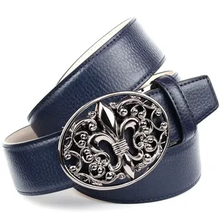 Anthoni Crown Damengürtel Leder 95 blau