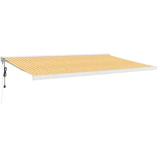 Markise Einziehbar Gelb und Weiß 5x3 m Stoff und Aluminium - Gelb, Weiß