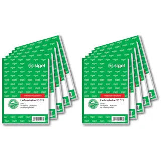 Sigel SD013/10 Lieferscheine A6, 2x40 Blatt, selbstdurchschreibend, 10er Pack, aus nachhaltigem Papier