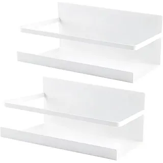 Unyqoos® Magnetisches 2er-Set Gewürzregale aus robustem Stahl mit verschiebbarer Ablage – Magnetregal für Kühlschrank & Metallflächen, platzsparend - Weiß