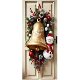 90 x 180 cm Weihnachtsdeko Tür Abdeckung Weihnachten Banner Tür Deko Christmas Decorations Outdoor Door Cover Weihnachtsglocken-Türbehang Weinachtsdekorationen für Haus Veranda (D)