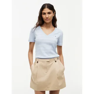 Tommy Hilfiger Slim Cody V-Neck Kurzarm Blau/Ecru XS